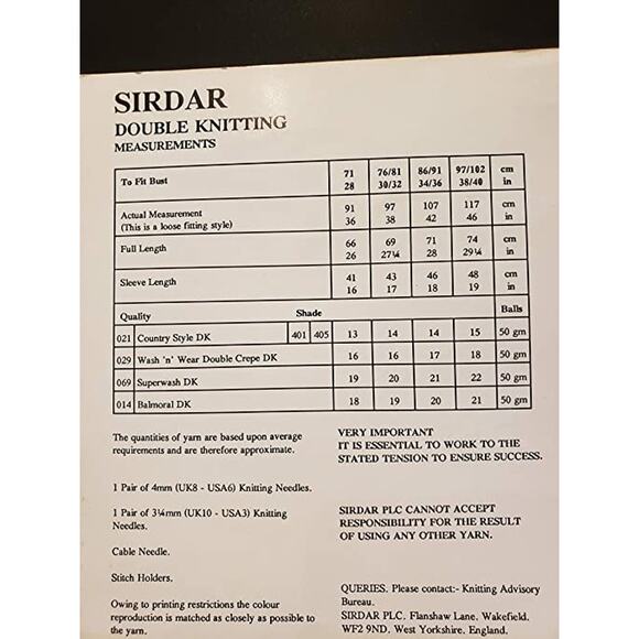 New Sirdar 5138 Country Style Double Knitting Pullover Cabled Sweater Pattern - Picture 3 of 3